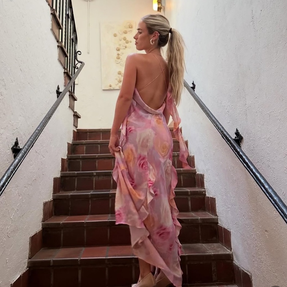 For Love and Lemons Spring Goddess Roses Floral Maxi Dress Size XL NWT! - Picture 2 of 9